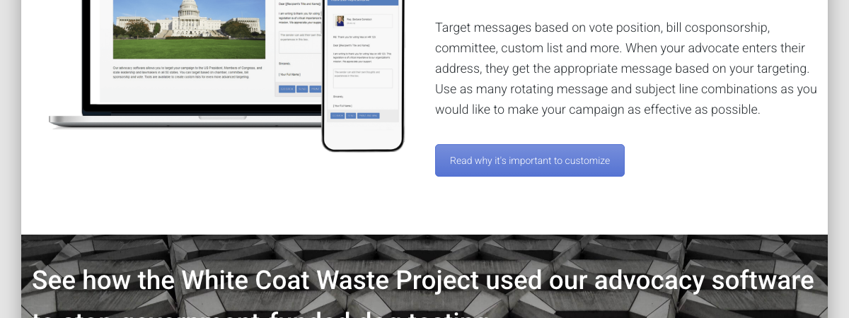 The Soft Edge product page showing rotating message and subject line combinations feature